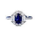 wholesale S925 Sterling Silver New 5*7 Oval Blue Gemstone Ring for Women, Luxurious Full Diamond Fashion Versatile Daily Wear-0-4