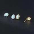 wholesale S925 Sterling Silver Waterdrop-shaped Earrings for Women, Korean Style White Geometric Synthetic Opal Ear Accessories M04141-0-1