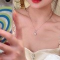 wholesale S925 Sterling Silver Ethereal Beauty Water Drop Zircon Necklace, Enchanting Collarbone Chain, Fresh and Sweet Unique Design-0-2