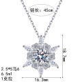 S925 Sterling Silver Moissanite Women's Heart Hexagon Pendant Necklace-0-3