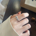 wholesale S925 Sterling Silver Korean Version Ins Minimalist Style Geometric Irregular Wave Texture Versatile Open Ring-0-3