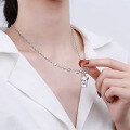 wholesale S925 Sterling Silver Retro Vintage 3D Layered Heart Striped Letter H Pendant with Lucky OT Clasp Necklace-0-3