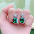 wholesale S925 sterling silver new jewelry European and American luxury-set 8*10 nano green earrings cross-border AliExpress style-0-3