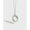 wholesale S925 sterling silver HXL566 Korean-style oval pendant collarbone chain, minimalist and versatile geometric circle-0-0