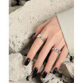 wholesale S925 Sterling Silver Korean Version INS Niche Design Sense Minimalist Versatile Twist Chain Textured Open Adjustable Ring for Women-0-3