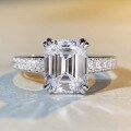 wholesale S925 Sterling Silver Ring with Emerald Cut Princess Square Cathedral Setting Diamond Ring for Women, Non-Tarnish Wholesale-0-3