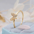 wholesale S925 Silver Plated 14k Gold White Zircon Ring, Duli Jewelry Spring New Collection Japanese Fresh and Gentle Style-0-1