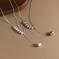 wholesale S925 Sterling Silver Fresh and Sweet Ins Style Small and Large Cat Eye Bead Fringe Necklace Y01717-0-2
