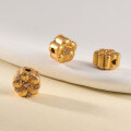 wholesale Gold-plated over S925 Ancient Silver Double-sided Floral Bead with Diamond Accents Through-hole Spacer Bead for Handmade DIY Beading Jewelry Accessories-0-1