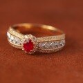 wholesale S925 Sterling Silver Red Elk Overall Retro Court Style Fashion Ring for Women, French Light Luxury Minimalist Daily Ring Trend-0-2