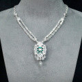 wholesale 925 Silver Gold-Plated Pendant Chain with High-Carbon Diamond Muzo Green Cushion Cut Art Deco Decoration Women's Necklace-0-2