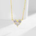 wholesale 14K Gold, Platinum, and Yellow Gold Cultured Diamond Three-Stone Heart Pendant Necklace for Women-0-0