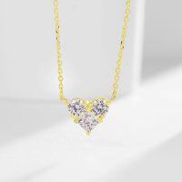 wholesale 14K Gold, Platinum, and Yellow Gold Cultured Diamond Three-Stone Heart Pendant Necklace for Women-14k gold cultured diamond necklace