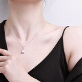 Metal Alloy, White and Blue Diamond-Cut Cubic Zirconia Perfume Bottle Pendant Necklace-0-2