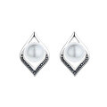 wholesale S925 Sterling Silver Retro Elegant Small-Chic Style Rhombus-Edged Pearl Versatile Single Earring-0-4