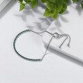 wholesale S925 Sterling Silver Tennis Chain Bracelet with Green Zirconia Round Stones, Direct from Manufacturer, Wholesale-0-2
