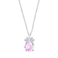 S925 Silver Pendant Necklace, Large Sparkling Starry Sky Cut Pink Diamond, Live Streaming Hit-S925 Sterling Silver + Pink Zirconium  925 Silver
