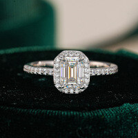 S925 Silver T-Step Square Moissanite Ring-Set with 1CT high-carbon diamond  US size 5