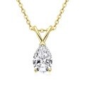 S925 Sterling Silver Moissanite Pendant Necklace, Sparkling Teardrop Design, Luxury Collarbone Chain-0-5