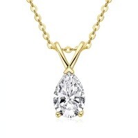 S925 Sterling Silver Moissanite Pendant Necklace, Sparkling Teardrop Design, Luxury Collarbone Chain-18k gold teardrop necklace  1-carat moissanite