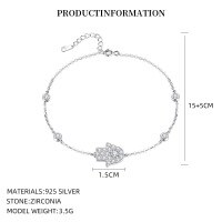 wholesale S925 Sterling Silver Evil Eye Hand Of Fatima Cross-border Women's Bracelet With Unique Design And Luxurious Feel-L930_white zirconium platinum 925 silver