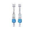 wholesale 925 Silver New Jewelry Fat Square Ice Flower Cut 6*6 High Carbon Diamond Aquamarine Earrings with a Premium Feel-0-4