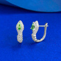 wholesale S925 Sterling Silver Pear-Shaped Green Zircon Snake Bone Ear Claw with a Premium and Subtly Luxurious Sparkle, Live Stream Edition-0-0