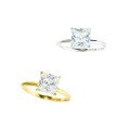 Sterling Silver 18K Gold Plated Square Prong D Color Moissanite 7X7 2 Carat Ring-0-3