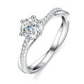 Silver Moissanite Ring Women's Entwined Vine Diamond Ring-0-2