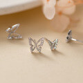 wholesale Sterling silver sweet ins-style diamond-inlaid hollow glitter butterfly earrings with design sense for women M04880-0-2