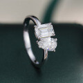 925 Sterling Silver Moissanite Classic 1 Carat Asymmetrical Ring-0-1