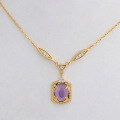 wholesale S925 silver plated with 14K gold, fresh and sweet little princess style white shell purple crystal white zircon necklace-0-1
