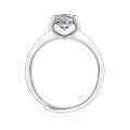 925 Sterling Silver Moissanite Four-Prong Bull Head Double Row Ring-0-3