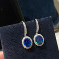 wholesale Metal: 925 Silver Zhuozhifan Jewelry New 7*9 Simulated Sapphire Earrings for Women Fashion Colored Gemstone Ear Accessories Wholesale-0-1