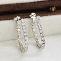 wholesale S925 Silver Row of Diamond Chain Stud Earrings with Dense Inlaid Zirconia, Unique Design, High-end, Ins-style, Elegant-0-3
