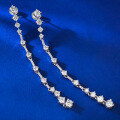 wholesale S925 Silver Simulated Diamond Ear Threads for Women, European and American Style Linear Diamond Earrings-0-3