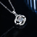 S925 Sterling Silver Moissanite Four-Leaf Clover Pendant Necklace-0-0