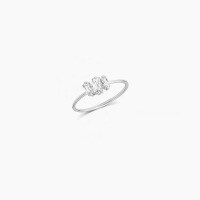 wholesale S925 Sterling Silver Irregular Staggered Cube Diamond Ring, Niche Design, Ins Style, Minimalist and Versatile Stacking Band-Three Diamond Sugar Cube Ring - Silver &gt; Adjustable Opening