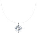 S925 Silver Invisible Necklace with 1ct D Color Moissanite Square Pendant-0-3
