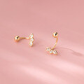wholesale S925 Silver Three Connected Hearts with Diamond Accent Heart-shaped Elegant Earrings M00977-0-3