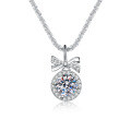 S925 Sterling Silver Moissanite 1ct D Color Necklace-0-2