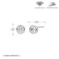 wholesale 925 Sterling Silver Minimalist Round Zircon Stud Earrings For Women-925 silver plating with white gold-4MM 925 silver