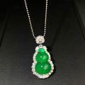 wholesale S925 Sterling Silver Women's New Chinese Style Gourd Pendant, Imperial Green High Ice Ruyi Simple Chinese Wind Necklace-0-1