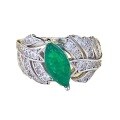wholesale S925 Silver New Simulation Emerald Marquise Ring for Women, Leaf Design, Daily Elegant Style-0-4