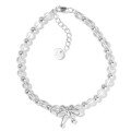 wholesale Metal: 925 Sterling Silver Cross-border European and American women's fairy-style designercrystal bracelet with bow silver hand accessory-0-4
