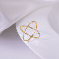 wholesale 18K Gold Plated Silver D Color VVS Moissanite X Crossover Full Pavé Ring for Women, Ins Style Small Design-0-1