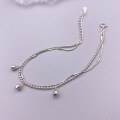 wholesale S925 Sterling Silver Lily of The Valley Round Bead Double Layer Plain Silver Snake Chain Bracelet Fashion Ins Style Niche Design Jewelry-0-1