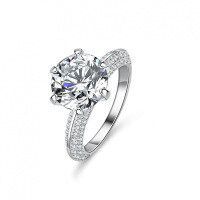 S925 Silver Moissanite Ring, 3-Carat Half-Band Open Adjustable High-End Women's Ring-2 carats (moissanite)  US No. 7