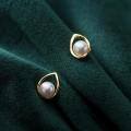wholesale S925 silver earrings for women, Japanese-style minimalist teardrop-shaped faux pearl shell bead sweet geometric earrings G1740-0-2