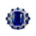 wholesale Metal Material 925 Sterling Silver, ZHUOZHF Jewelry New 10*12mm Fat Square Ring with Blue Sapphire, Extravagantly Set European and American Fashion Ring-0-4